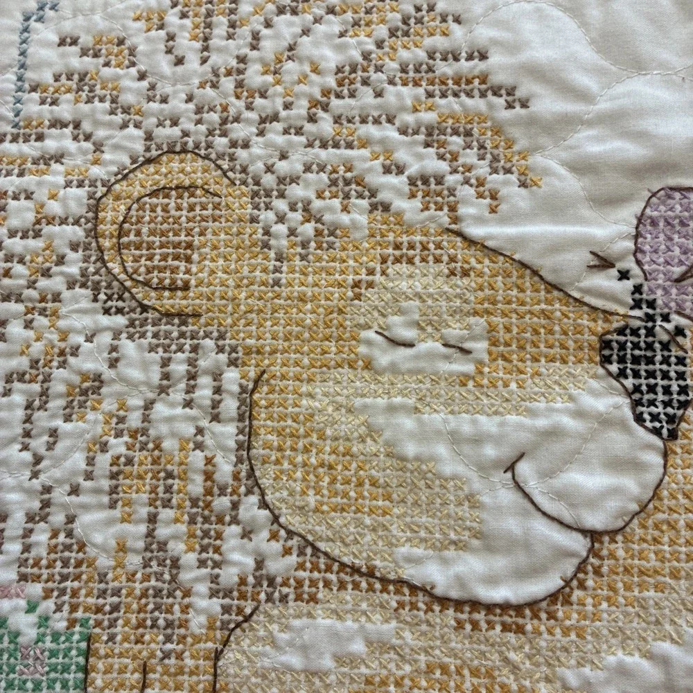 Cross Stitch Baby Quilt Baby Jungle Animals- Handmade 30.5